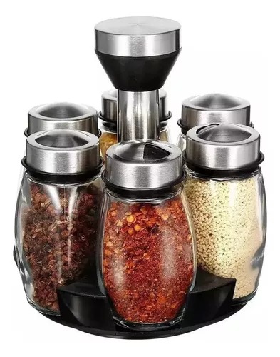 Juego De 6 Frascos Especieros Giratorio Organizador Cocina.