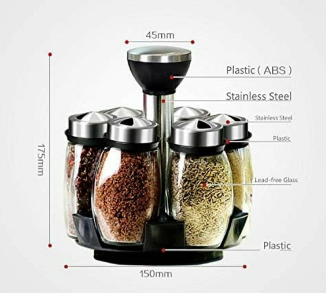 Juego De 6 Frascos Especieros Giratorio Organizador Cocina.