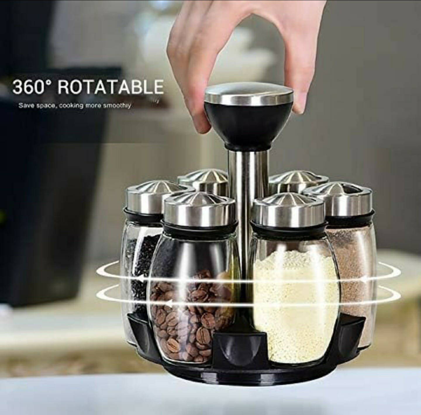 Juego De 6 Frascos Especieros Giratorio Organizador Cocina.
