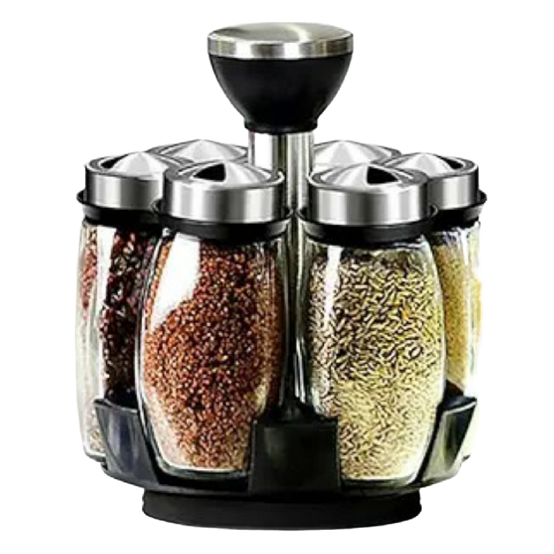 Juego De 6 Frascos Especieros Giratorio Organizador Cocina.