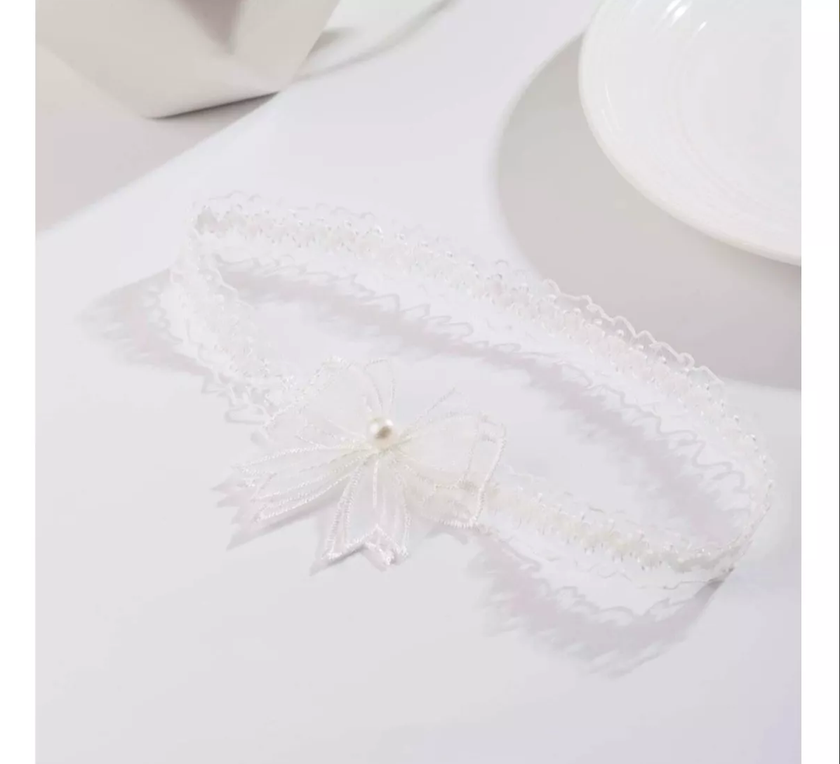 Liguero Para Boda Despedida De Soltera De Encaje Blanca