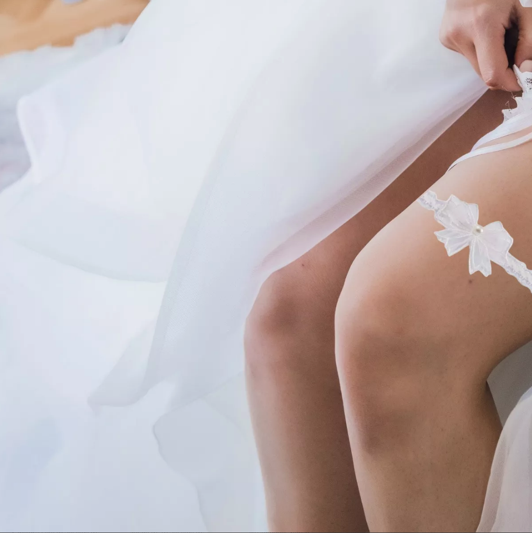 Liguero Para Boda Despedida De Soltera De Encaje Blanca