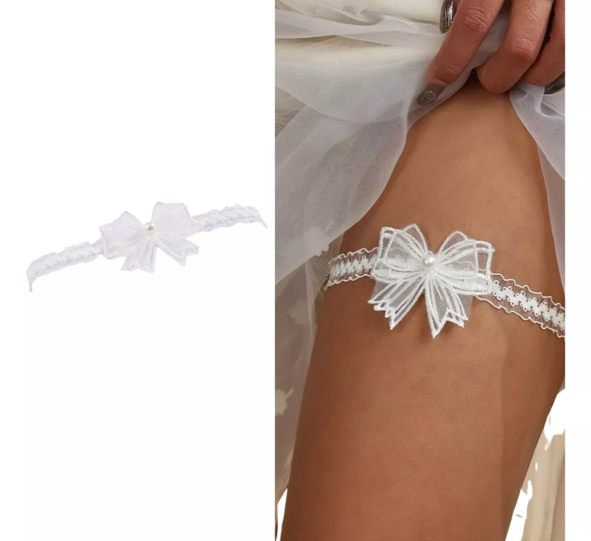 Liguero Para Boda Despedida De Soltera De Encaje Blanca