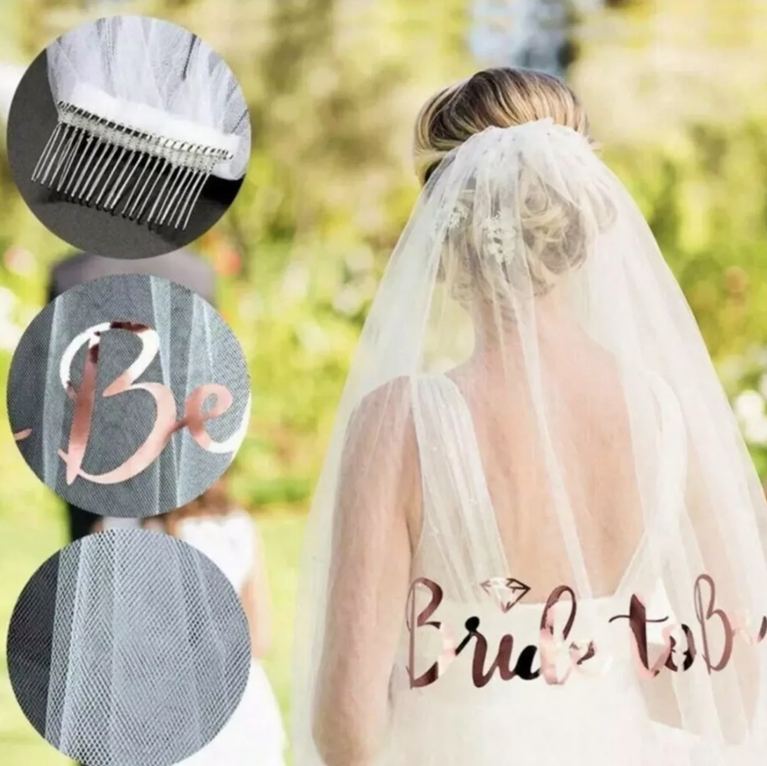 Velo Para Novia Bride To Be Rosa Despedida De Soltera Doble Capa