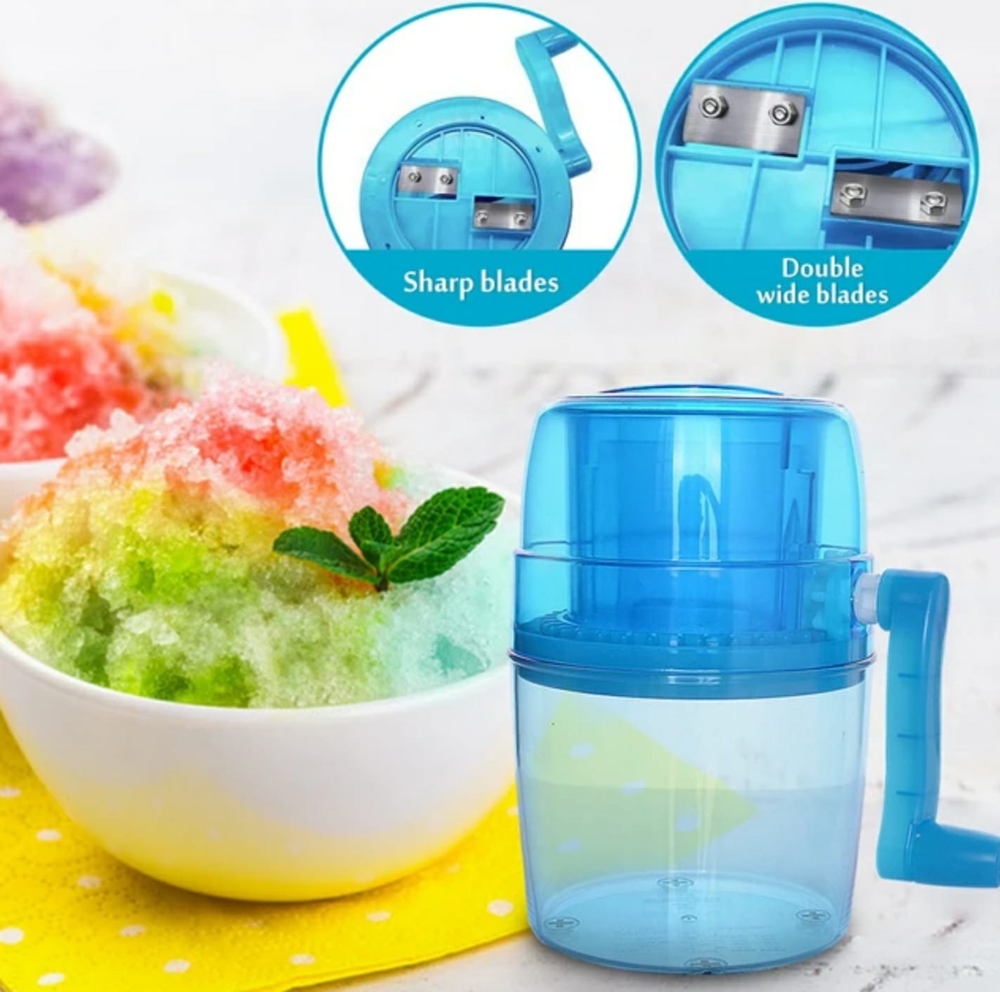 Trituradora De Hielo Con Manivela Portátil Raspados Bebidas.