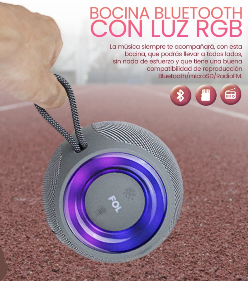 Bocina Fol Bluetooth Con Luz Y Correa Integrada Portátil