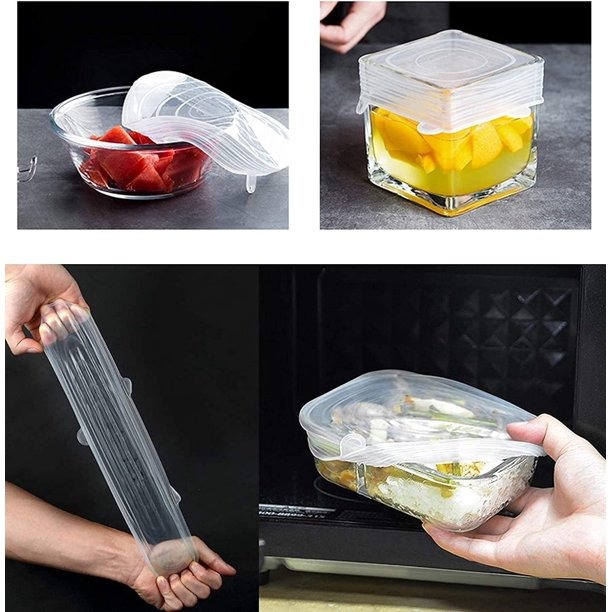 Tapas Elásticas de Silicona, Flexibles, Ecológicas, Herméticas, Tapaderas Para Mantener Alimentos Frescos, Set de 6 Piezas de Diferentes Tamaños Ajustables Reutilizables.