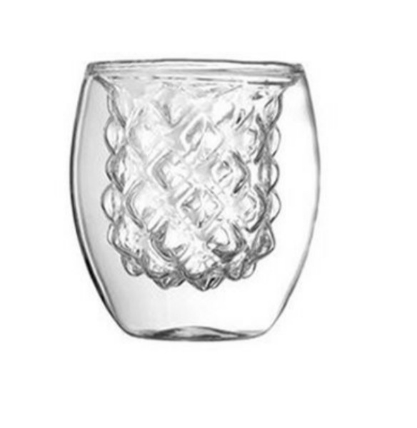2 Vasos De Vidrio De Doble Capa Interior Forma Piña Bebidas