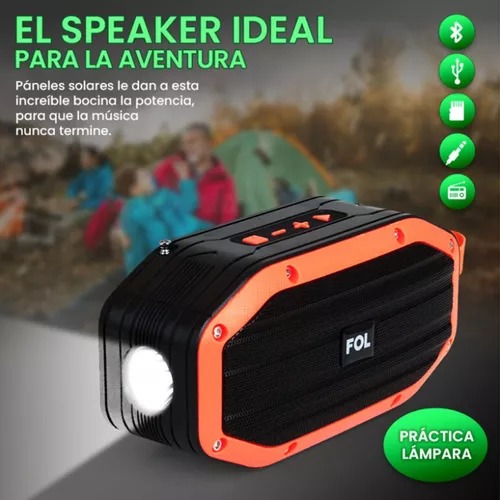 Bocina Bluetooth Fol Panel Solar Y Luz  Recargable Con Radio