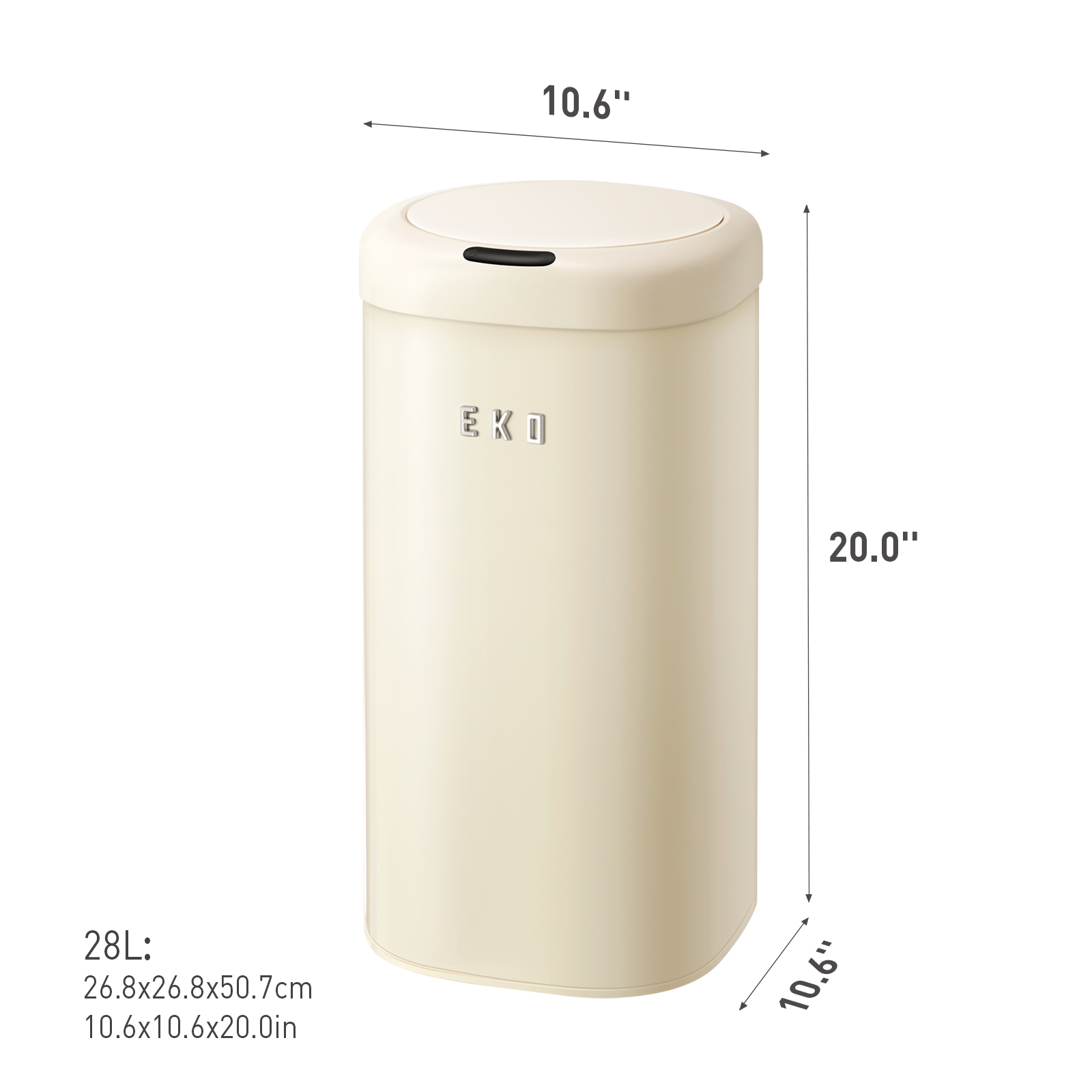 Bote de basura con Sensor automático resistente al agua de acero inoxidable Vintage 28 Litros EKO