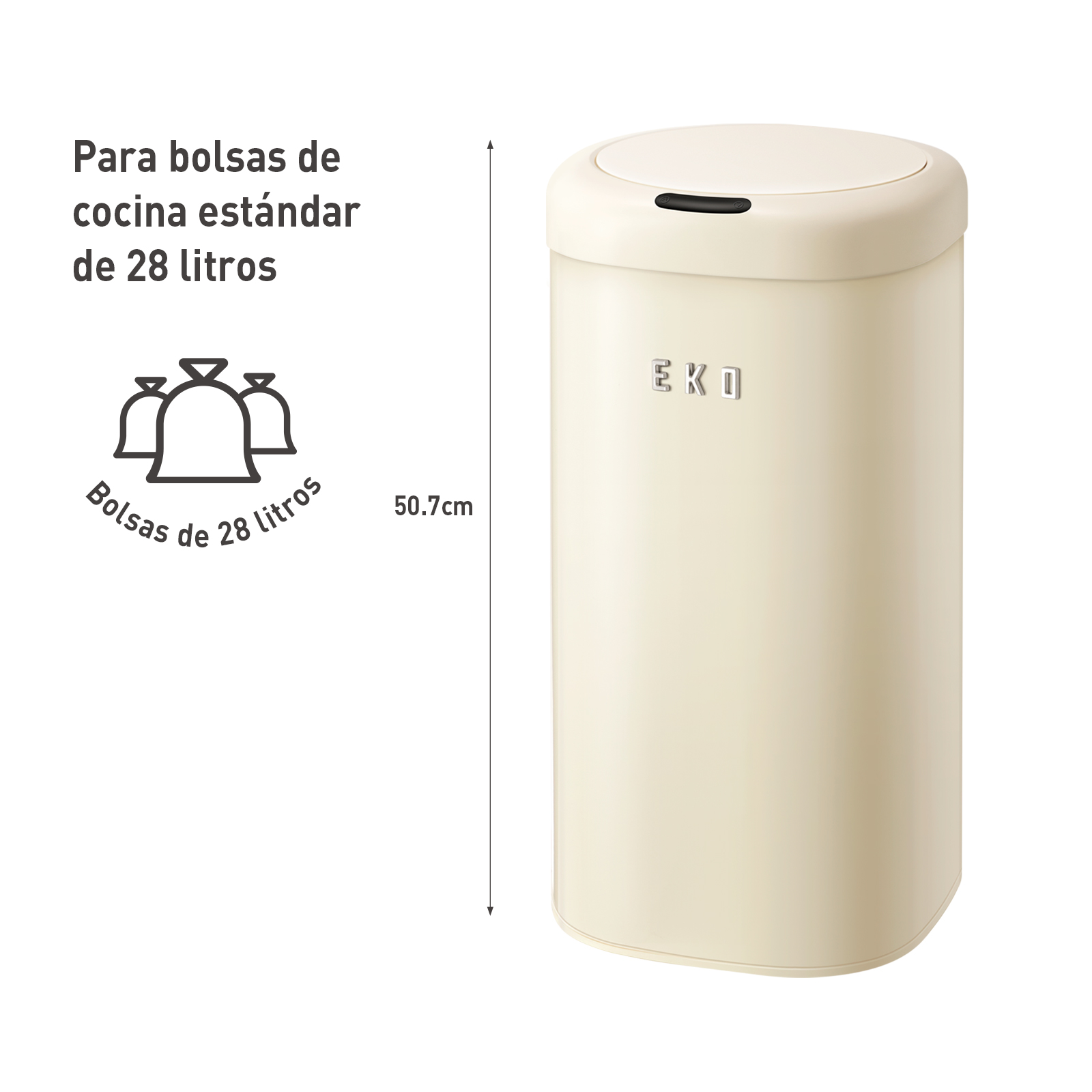 Bote de basura con Sensor automático resistente al agua de acero inoxidable Vintage 28 Litros EKO