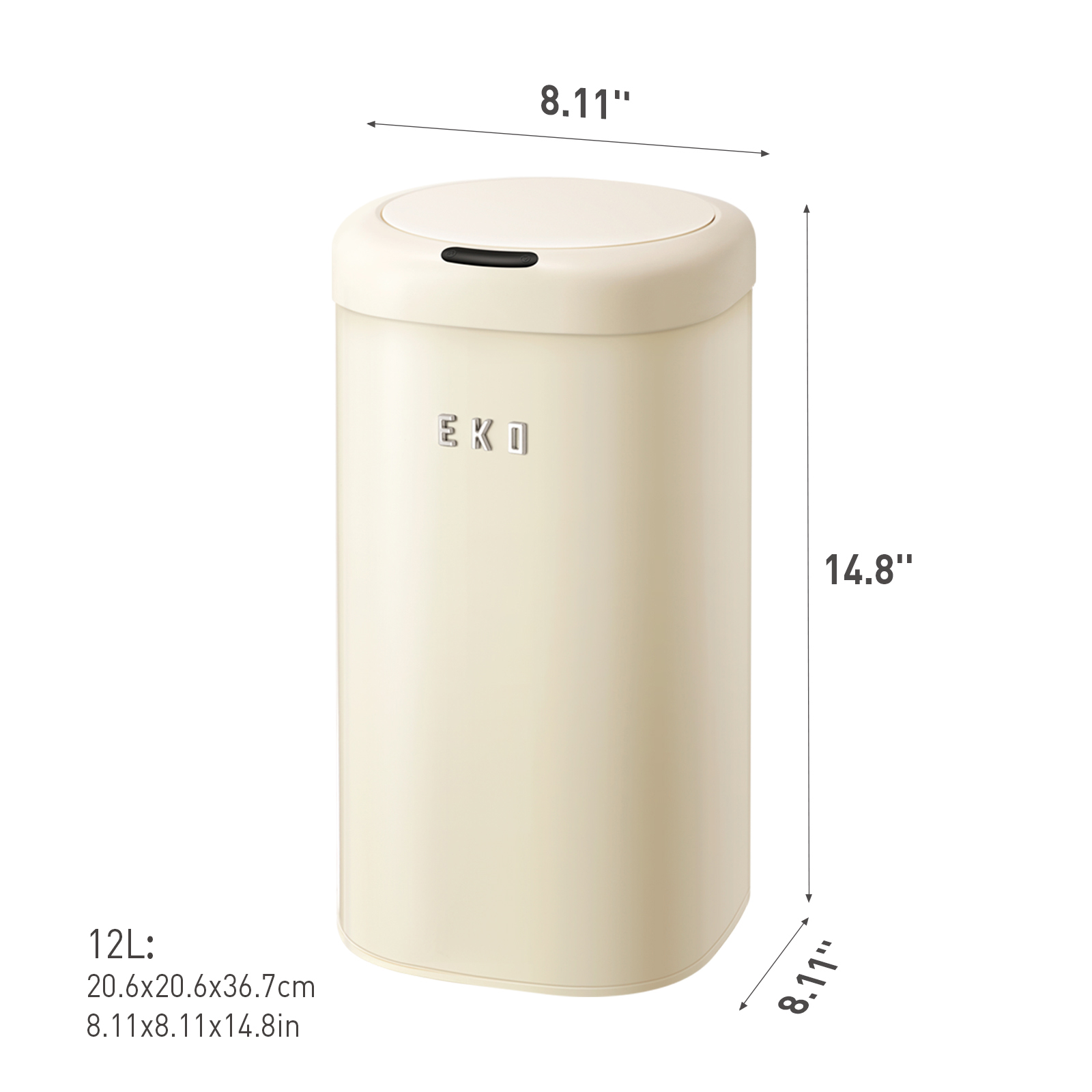 Bote de basura con Sensor automático resistente al agua de acero inoxidable Vintage 12 Litros EKO 1