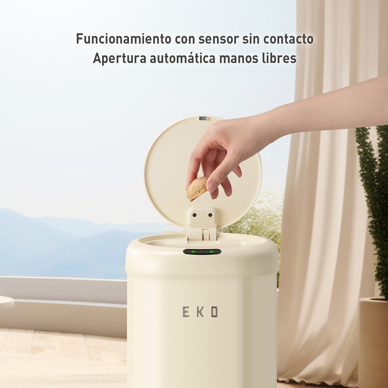 Bote de basura con Sensor automático resistente al agua de acero inoxidable Vintage 12 Litros EKO 1