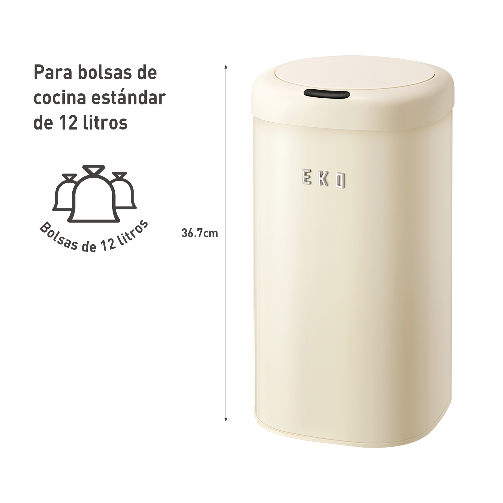 Bote de basura con Sensor automático resistente al agua de acero inoxidable Vintage 12 Litros EKO 1