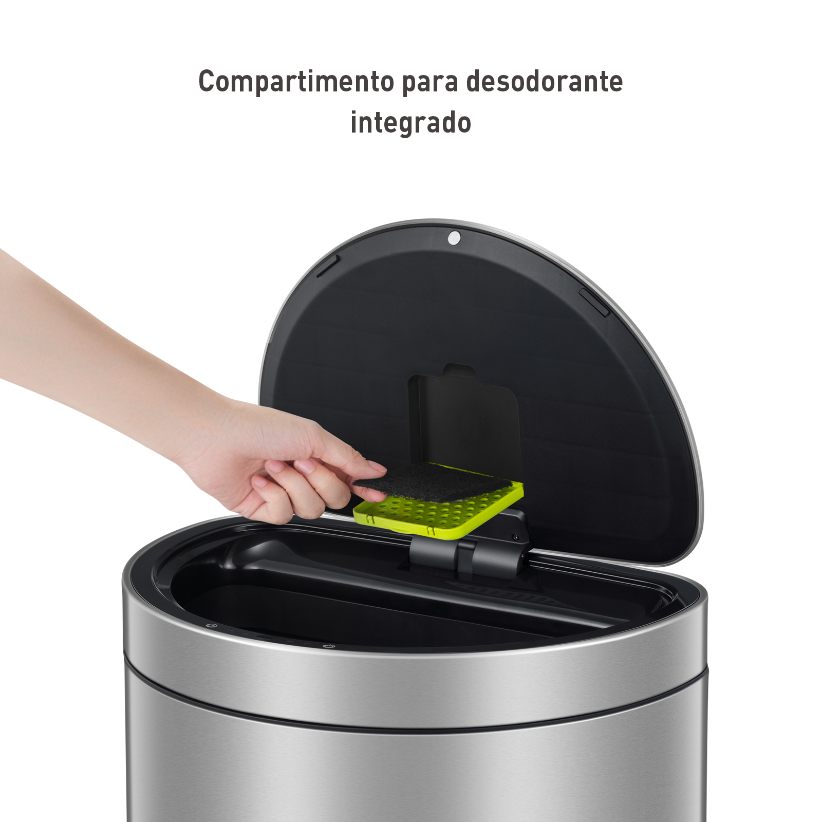 Bote de basura inteligente con Sensor Automatico semiredondo para cocina u oficina Acero Inoxidable 47L EKO Mirage