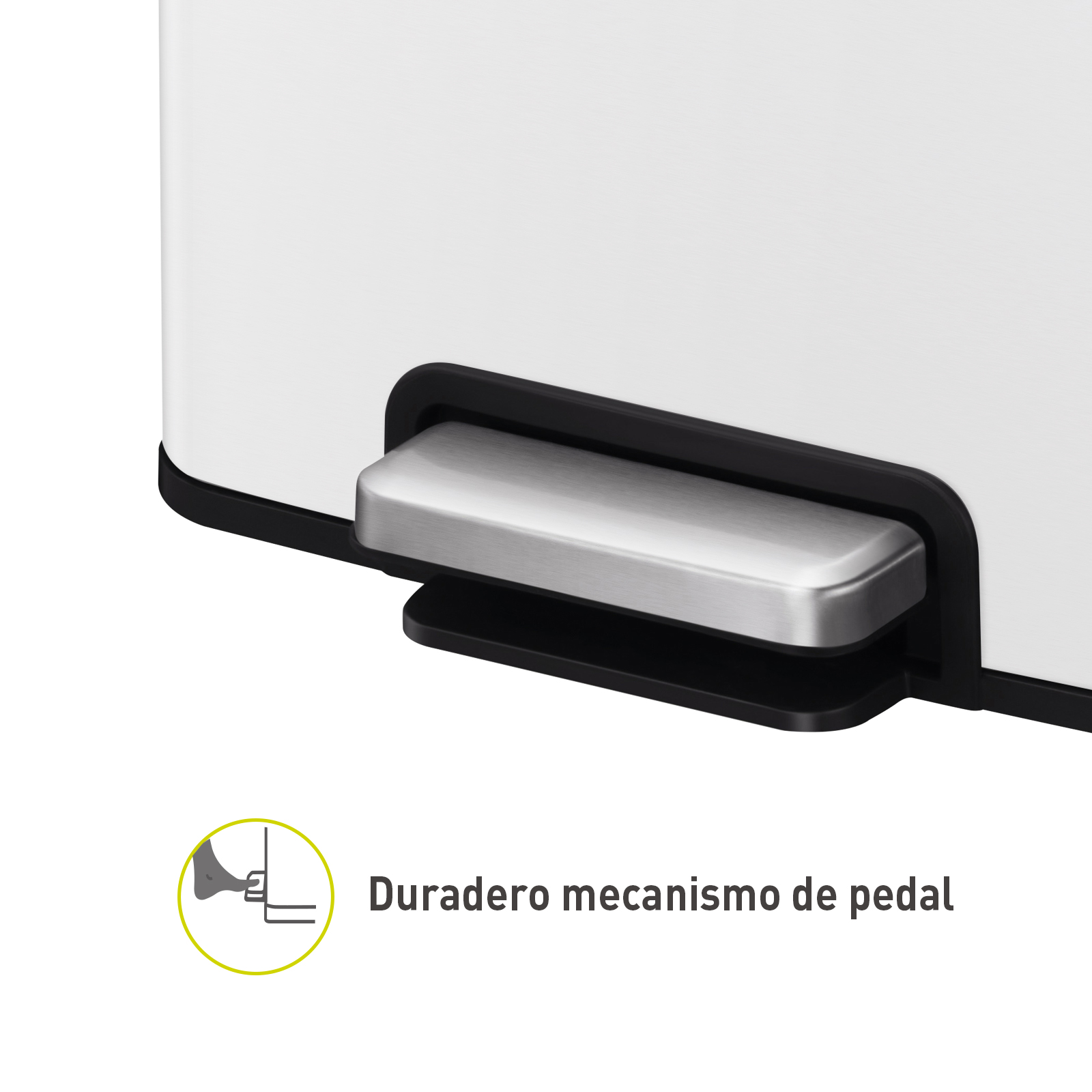 Bote de basura para cocina baño oficina Acero Inoxidable blanco 50 L con tapa y pedal EKO Madison