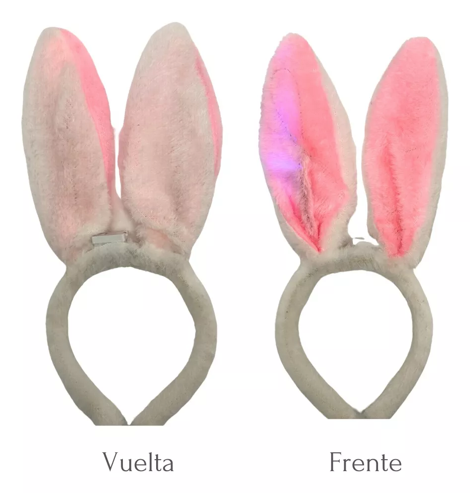 Diadema De Conejo Blanco y Rosa Con Luces Para Despedida De Soltera Pack 8