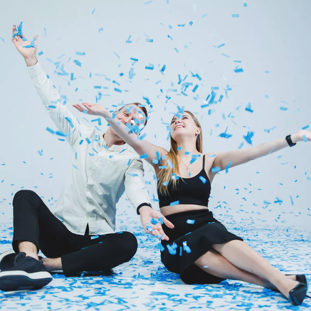 Confetti Revelacion De Sexo Bebe Niño Color Azul Pack 2