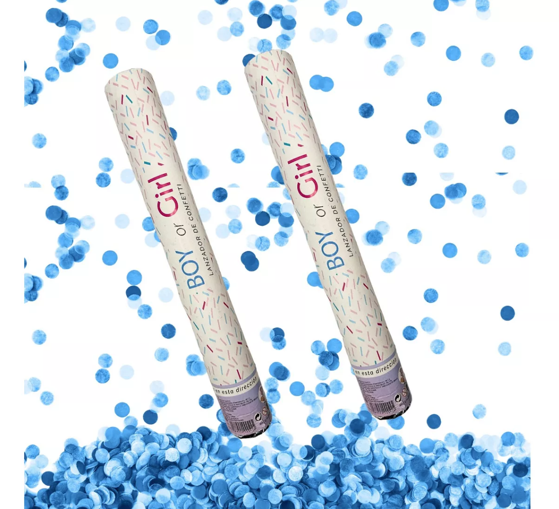 Confetti Revelacion De Sexo Bebe Niño Color Azul Pack 2