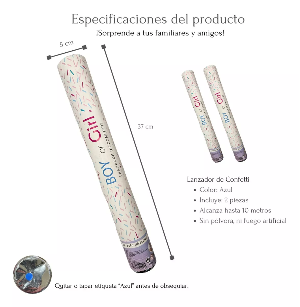 Confetti Revelacion De Sexo Bebe Niño Color Azul Pack 2