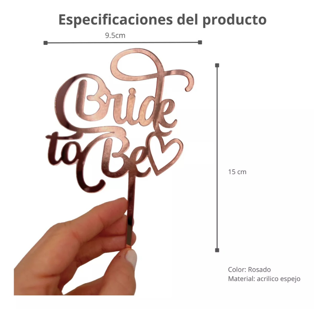 Letrero Pastel Bride To Be Color Rosado Acrilico Espejo Despedida