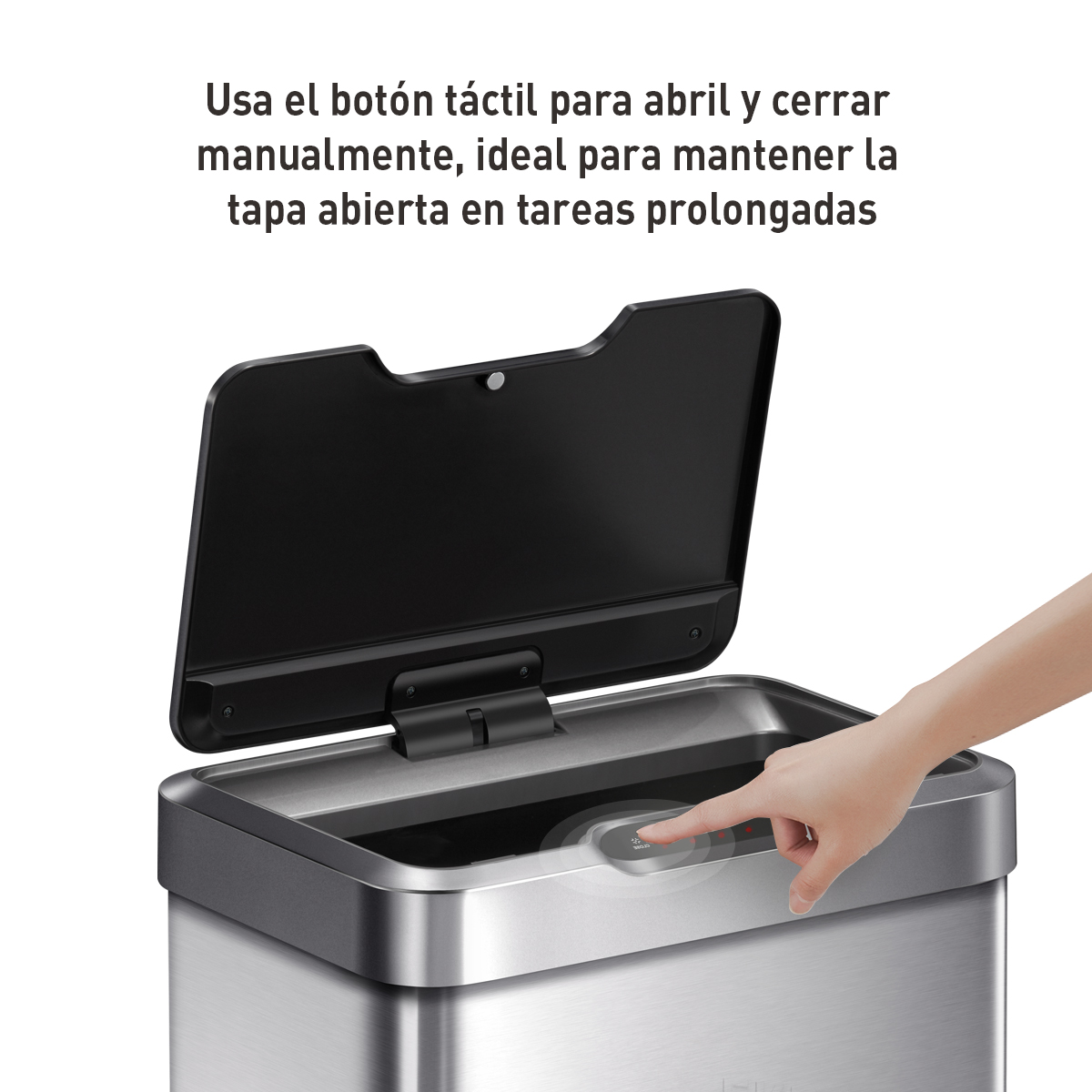 Bote de basura Inteligente con Sensor Automatico para cocina baño oficina Acero Inoxidable 50 L con tapa EKO Mirage