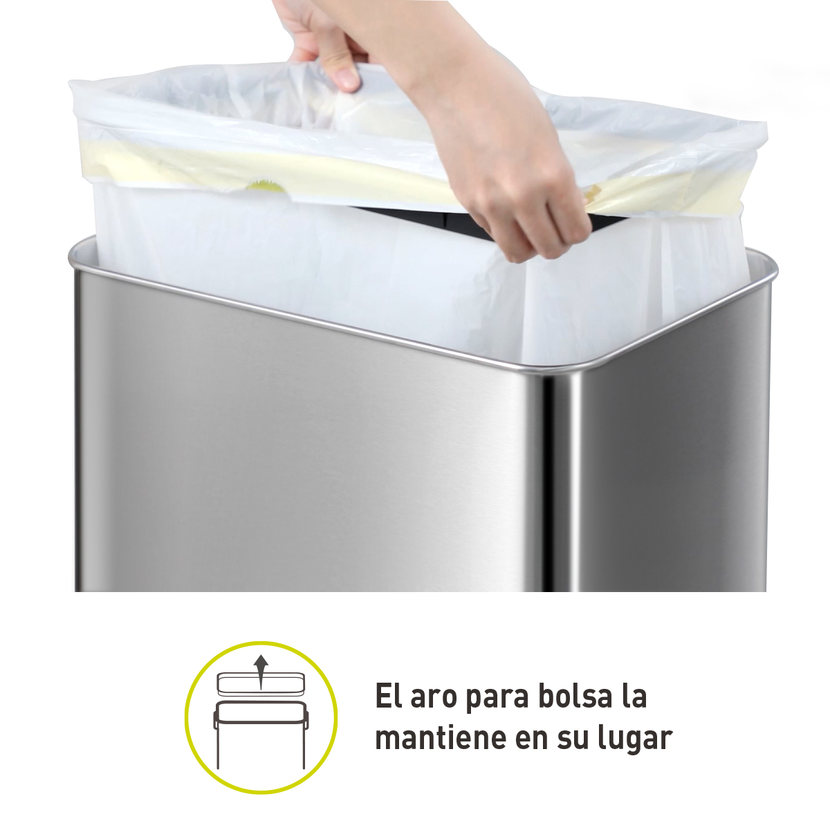 Bote de basura Inteligente con Sensor Automatico para cocina baño oficina Acero Inoxidable 50 L con tapa EKO Mirage