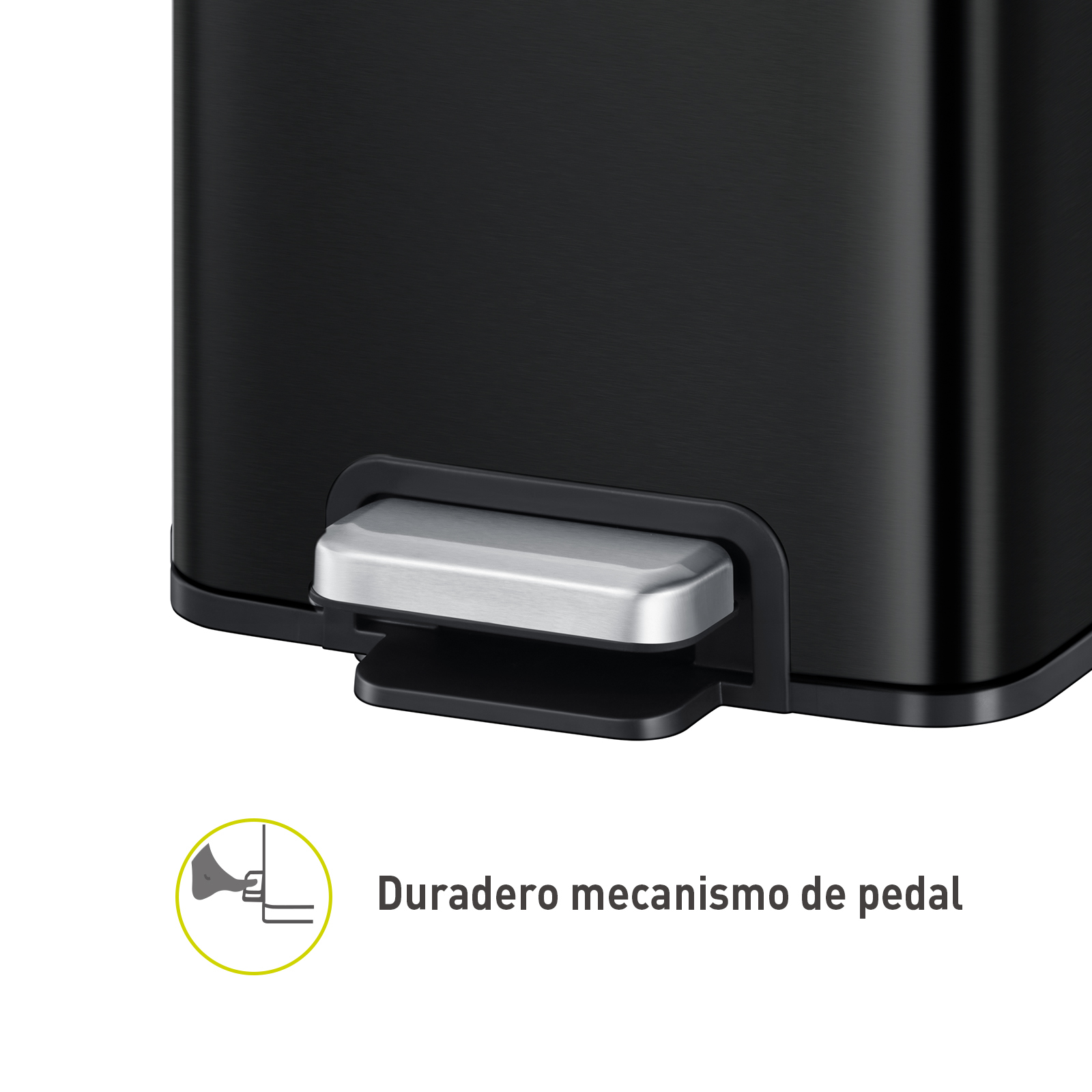 Bote de basura para cocina baño oficina Acero Inoxidable negro 6 L con tapa y pedal EKO Madison
