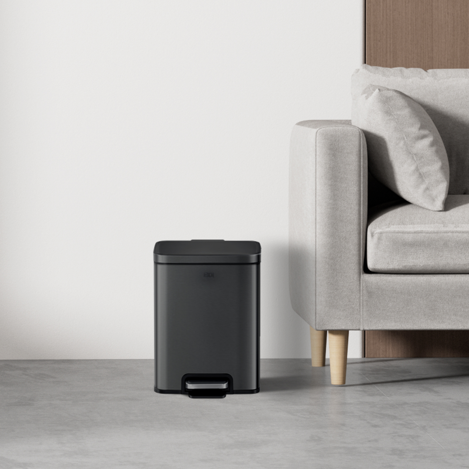 Bote de basura para cocina baño oficina Acero Inoxidable negro 6 L con tapa y pedal EKO Madison