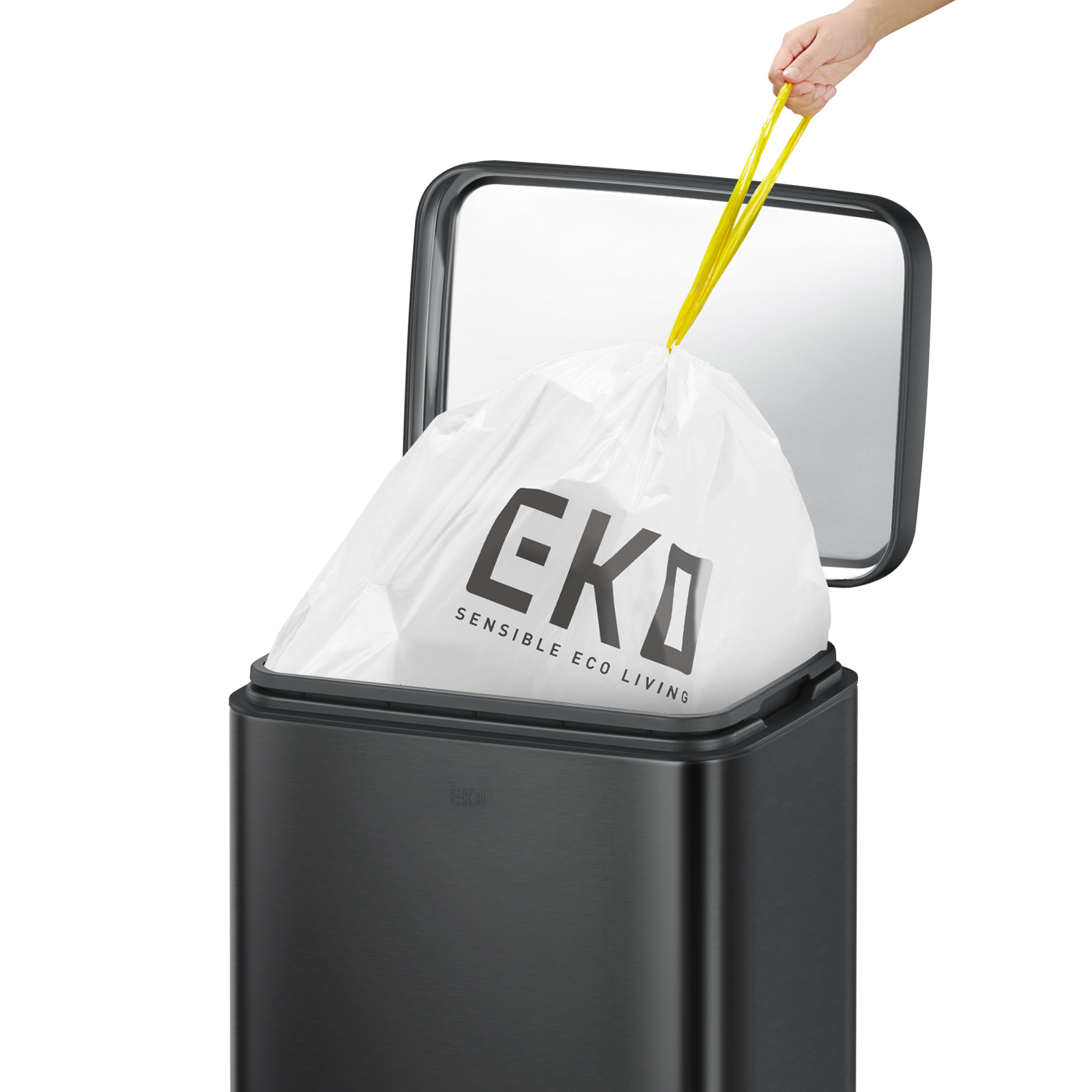 Bote de basura para cocina baño oficina Acero Inoxidable negro 6 L con tapa y pedal EKO Madison