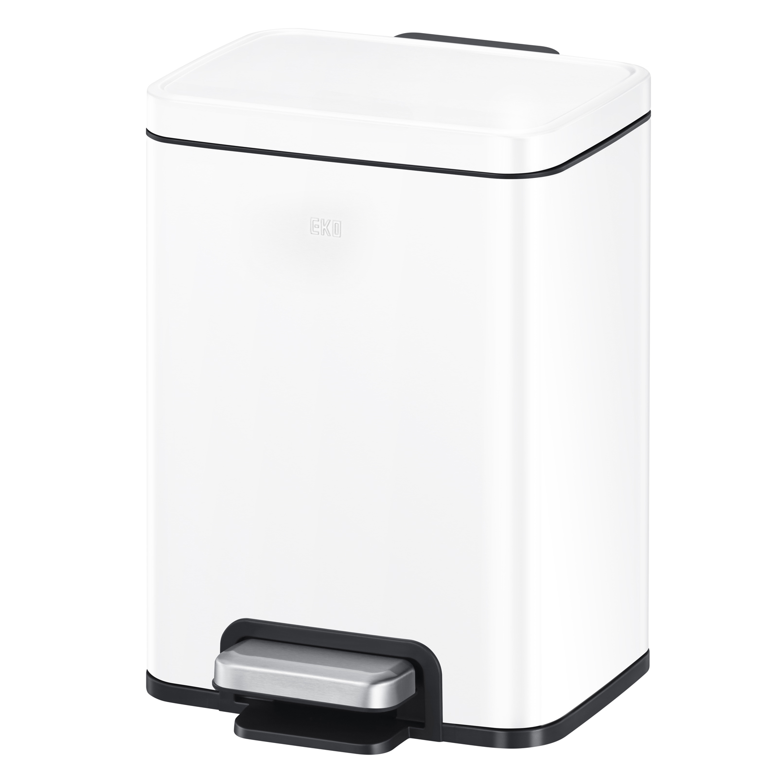 Bote de basura para cocina baño oficina Acero Inoxidable blanco 6 L con tapa y pedal EKO Madison