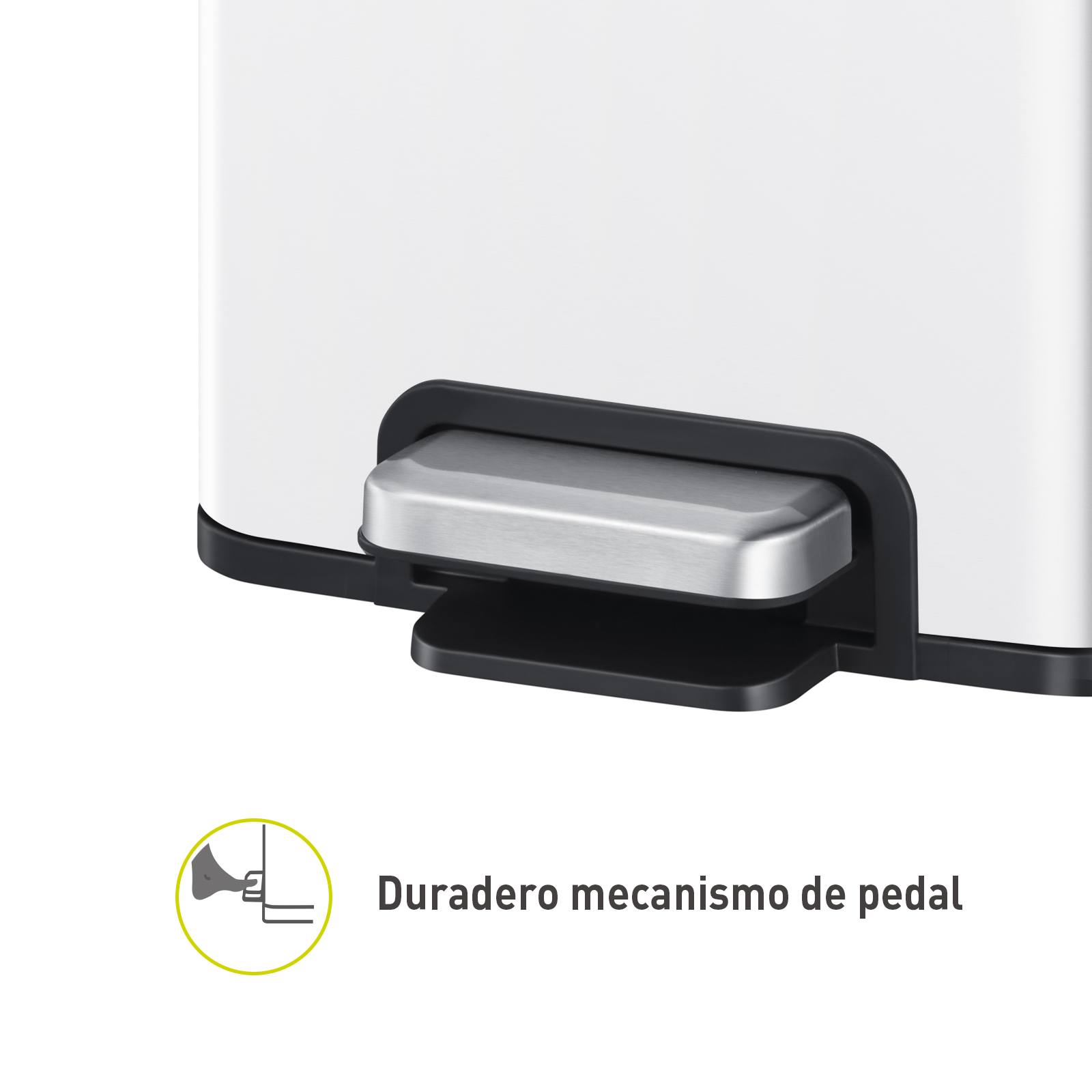 Set 2 Botes de basura para cocina baño oficina Acero Inoxidable blanco 50 + 6 L con tapa EKO Madison