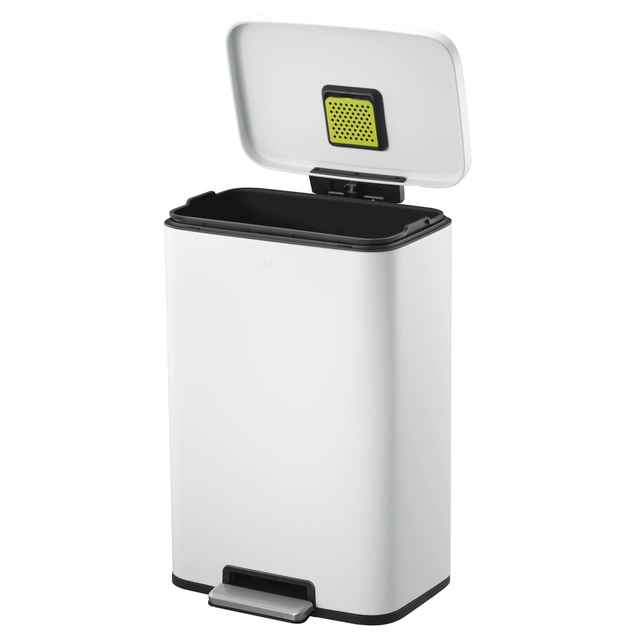 Set 2 Botes de basura para cocina baño oficina Acero Inoxidable blanco 50 + 6 L con tapa EKO Madison