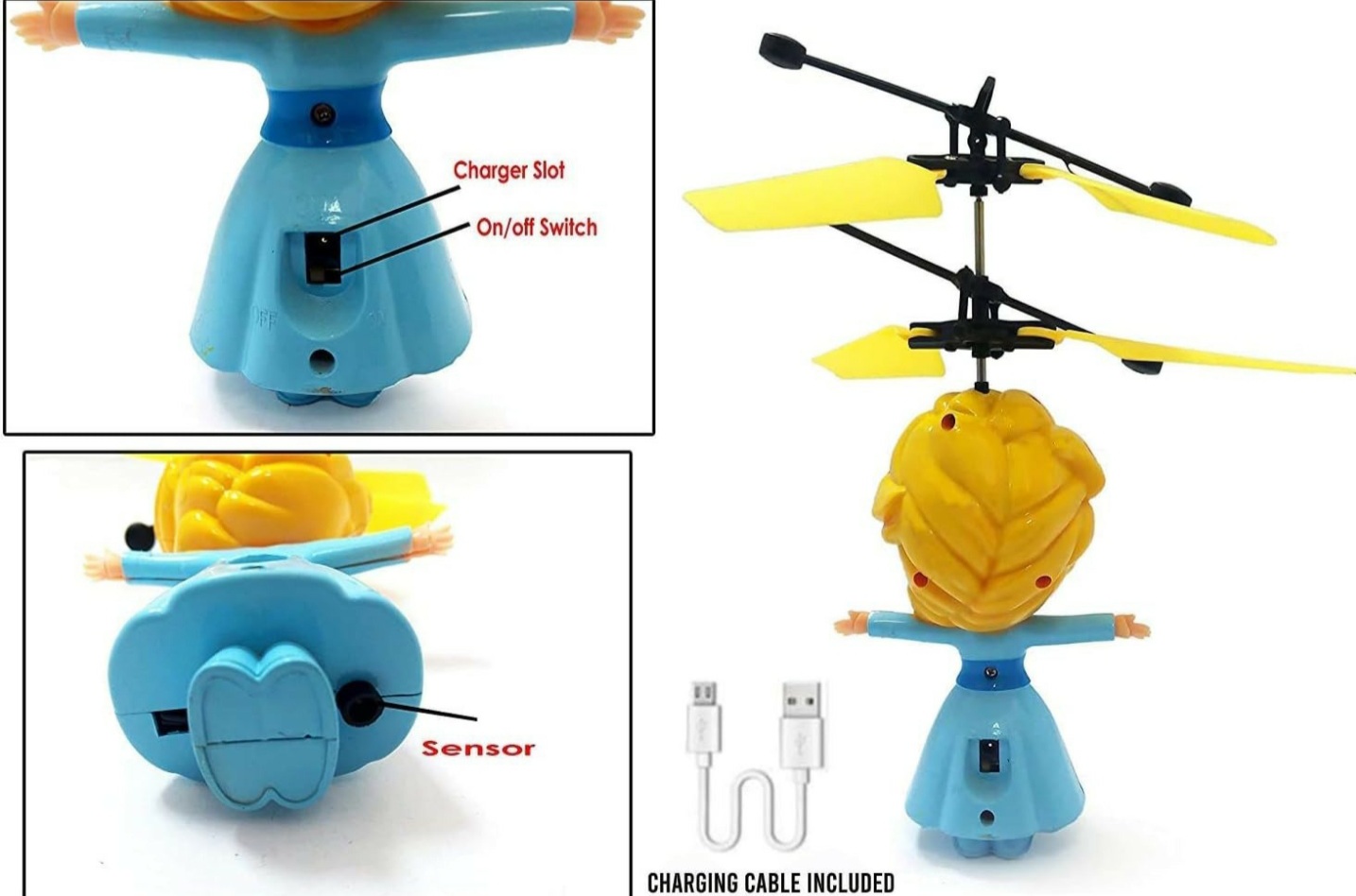 Mini Dron Princesa Voladora Inducción Con Luz Recargable.