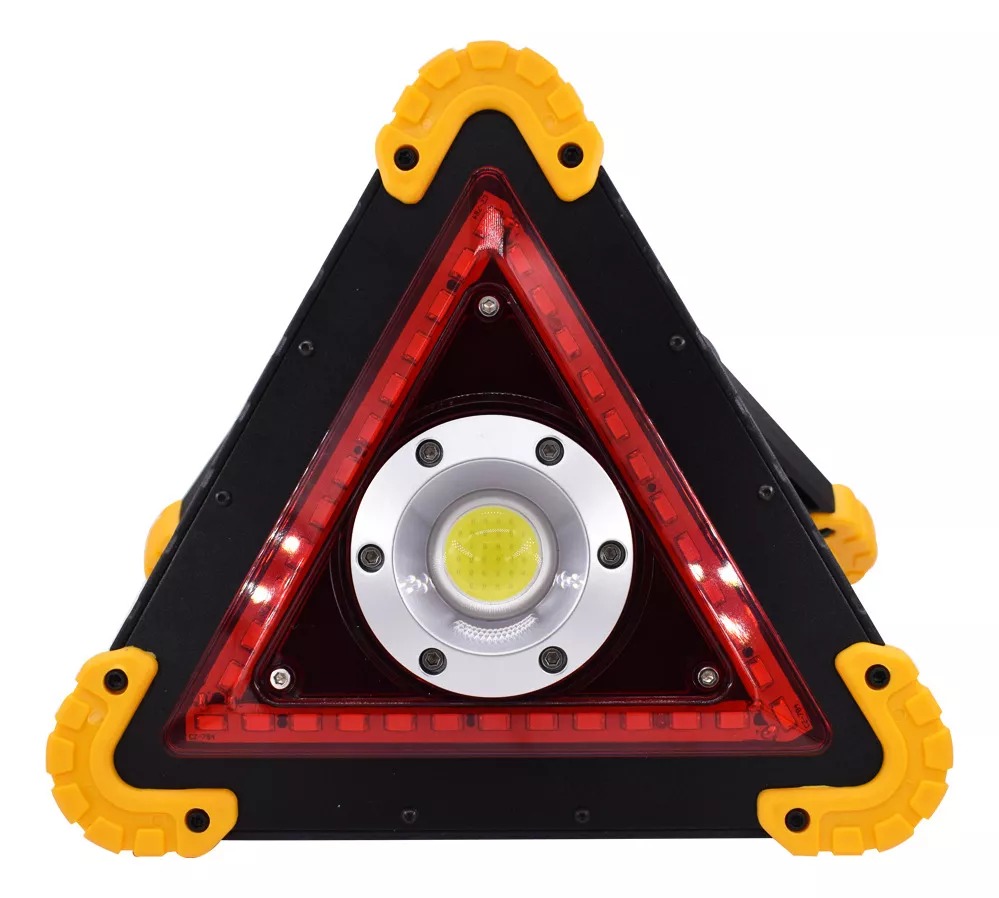 Lámpara De Trabajo Naranja Triangular Led Con Asa Para Exteriores.