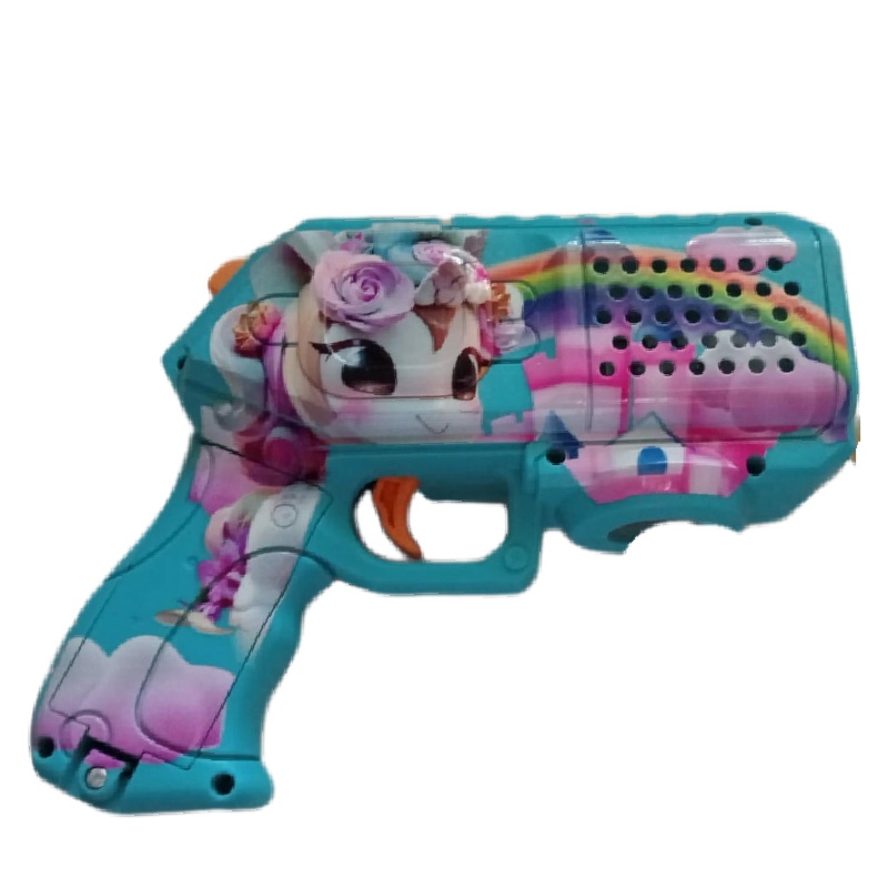 Pistola De Burbujas Azul Colorida Con Batería Para Niños Bubble Gun.