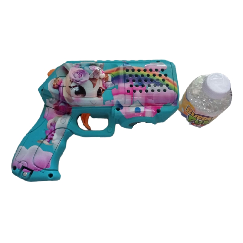 Pistola De Burbujas Azul Colorida Con Batería Para Niños Bubble Gun.