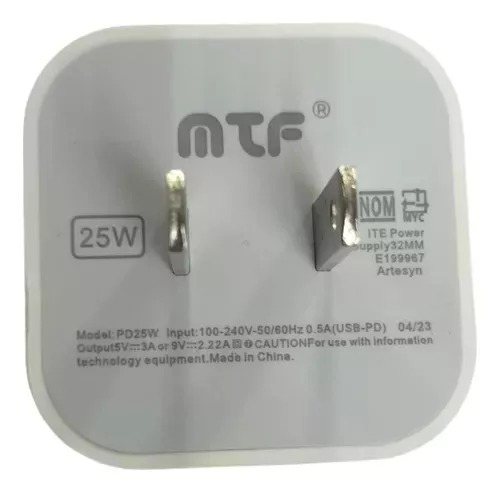 Cargador Con Cable Carga Rápida Tipo C A Tipo C Mtf 25 W