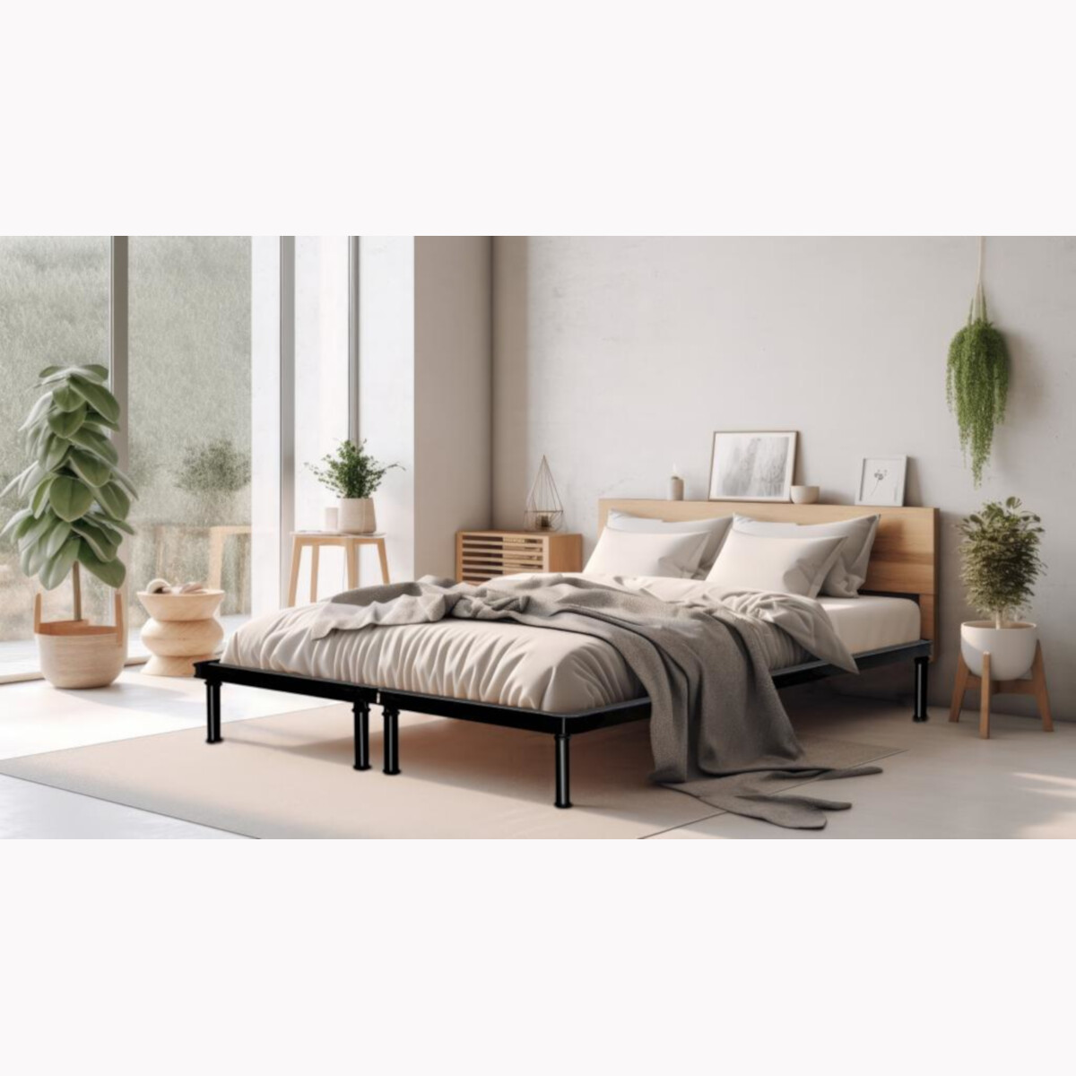 CAMA PLEGABLE TAMAÑO KING SIZE FABRICADA EN ACERO COLOR NEGRO MODELO 3040