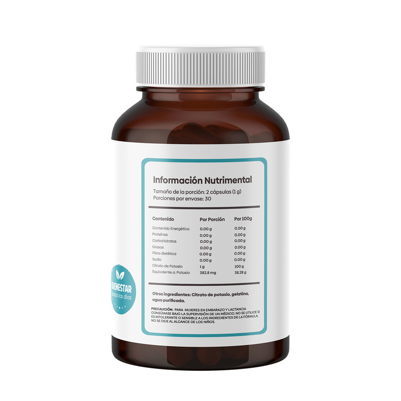 Citrato de potasio Nutrientes Vidalabs México 60 Cápsulas