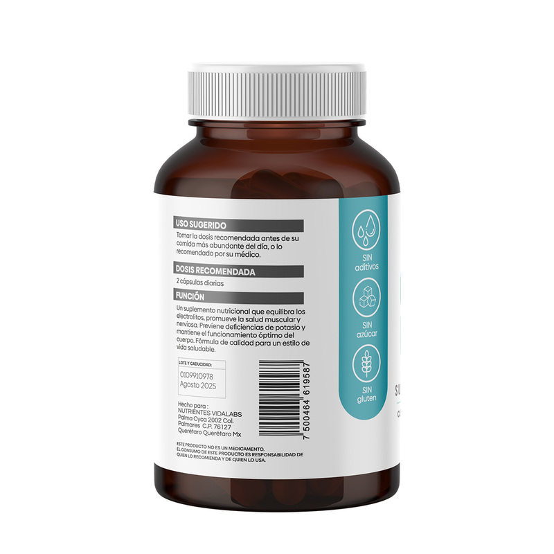 Citrato de potasio Nutrientes Vidalabs México 60 Cápsulas