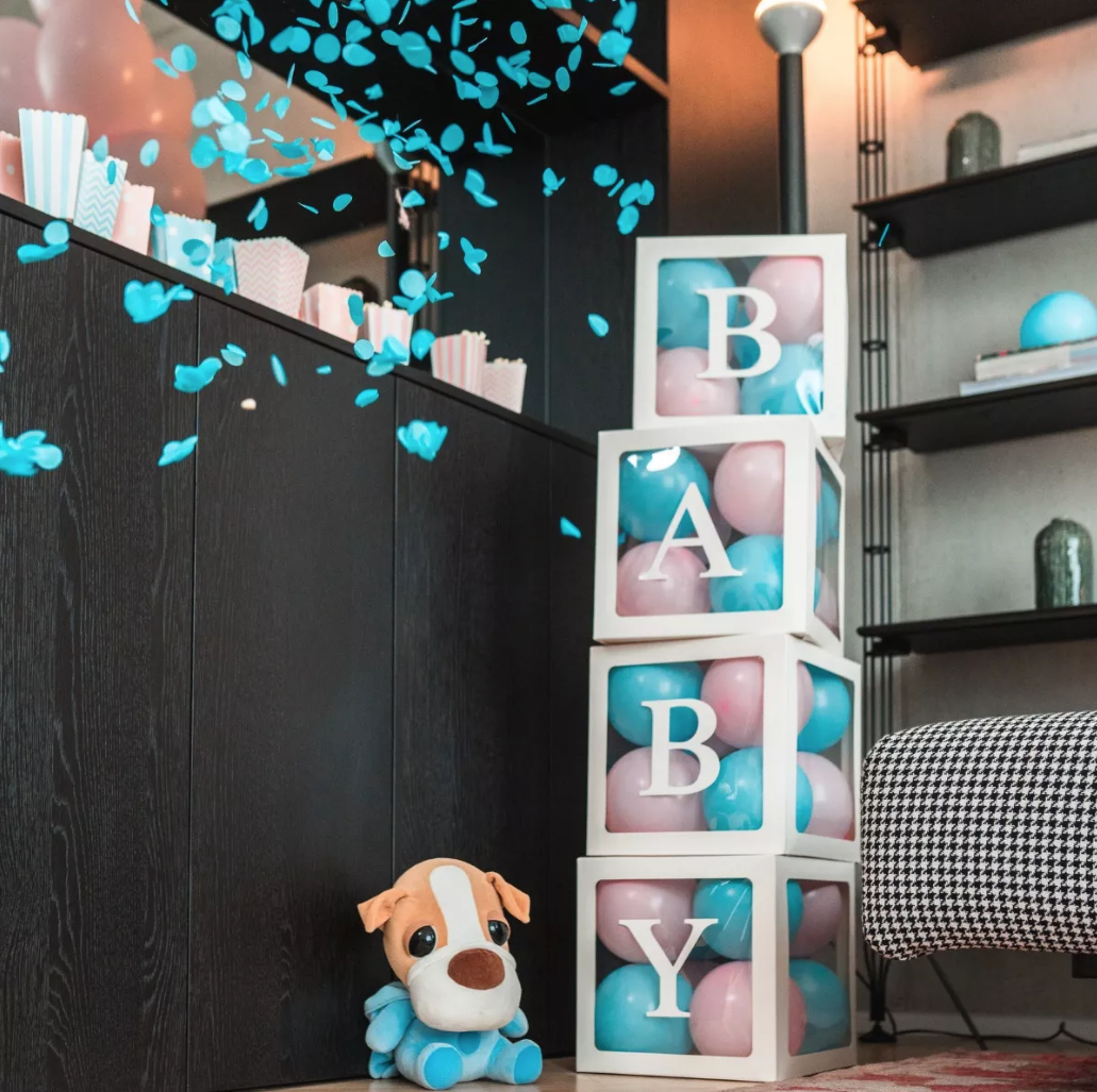 Revelador De Genero Bebe Niño Confetti Color Azul Pack De 3 Popper