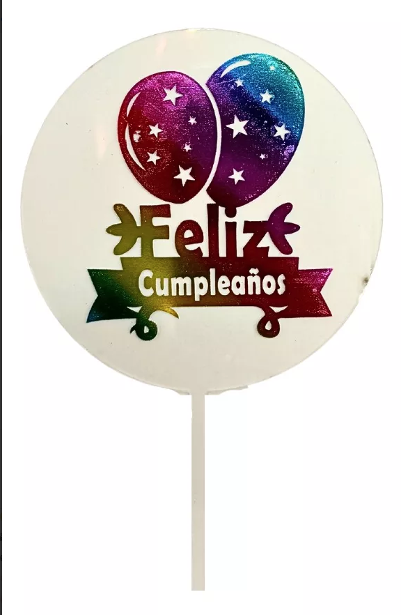 Letrero Para Pastel De Feliz Cumpleaños Transparente De Colores
