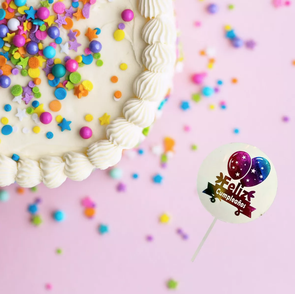 Letrero Para Pastel De Feliz Cumpleaños Transparente De Colores