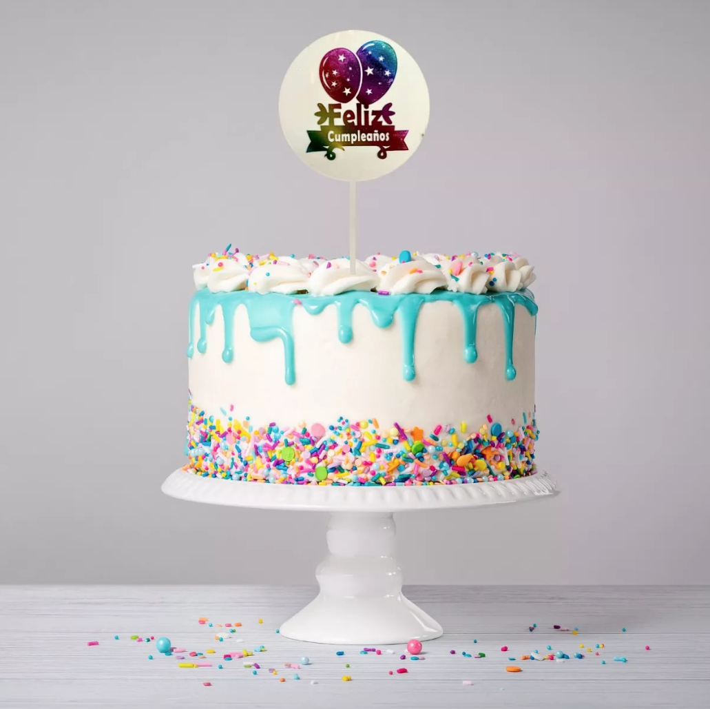 Letrero Para Pastel De Feliz Cumpleaños Transparente De Colores