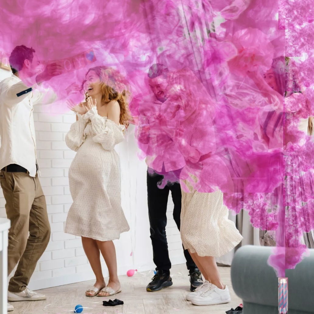 Bomba De Humo Rosa Para Revelacion De Bebe Niña Con Base Suelo