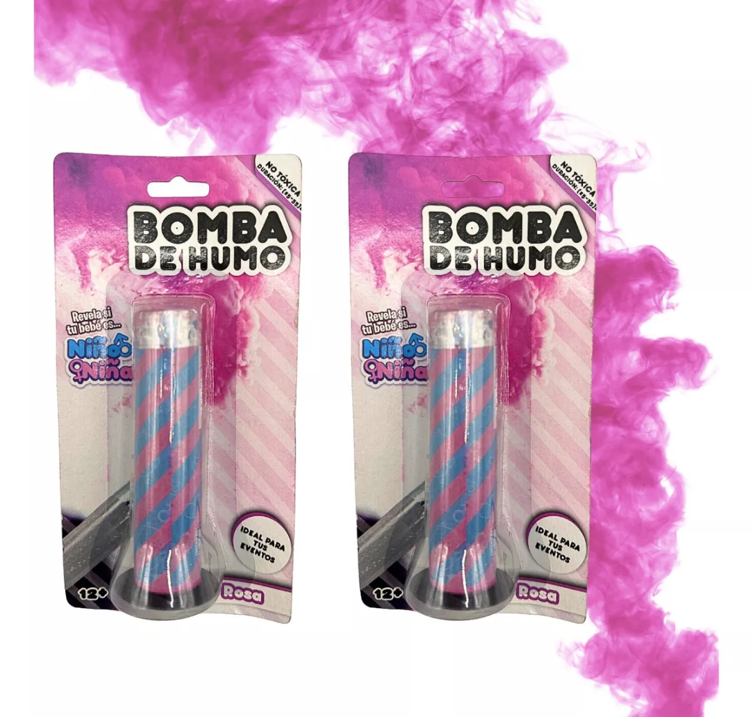 Bomba De Humo Rosa Para Revelacion De Bebe Niña Con Base Suelo