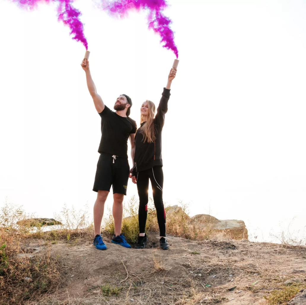 Bomba De Humo Rosa Para Revelacion De Bebe Niña Con Base Suelo