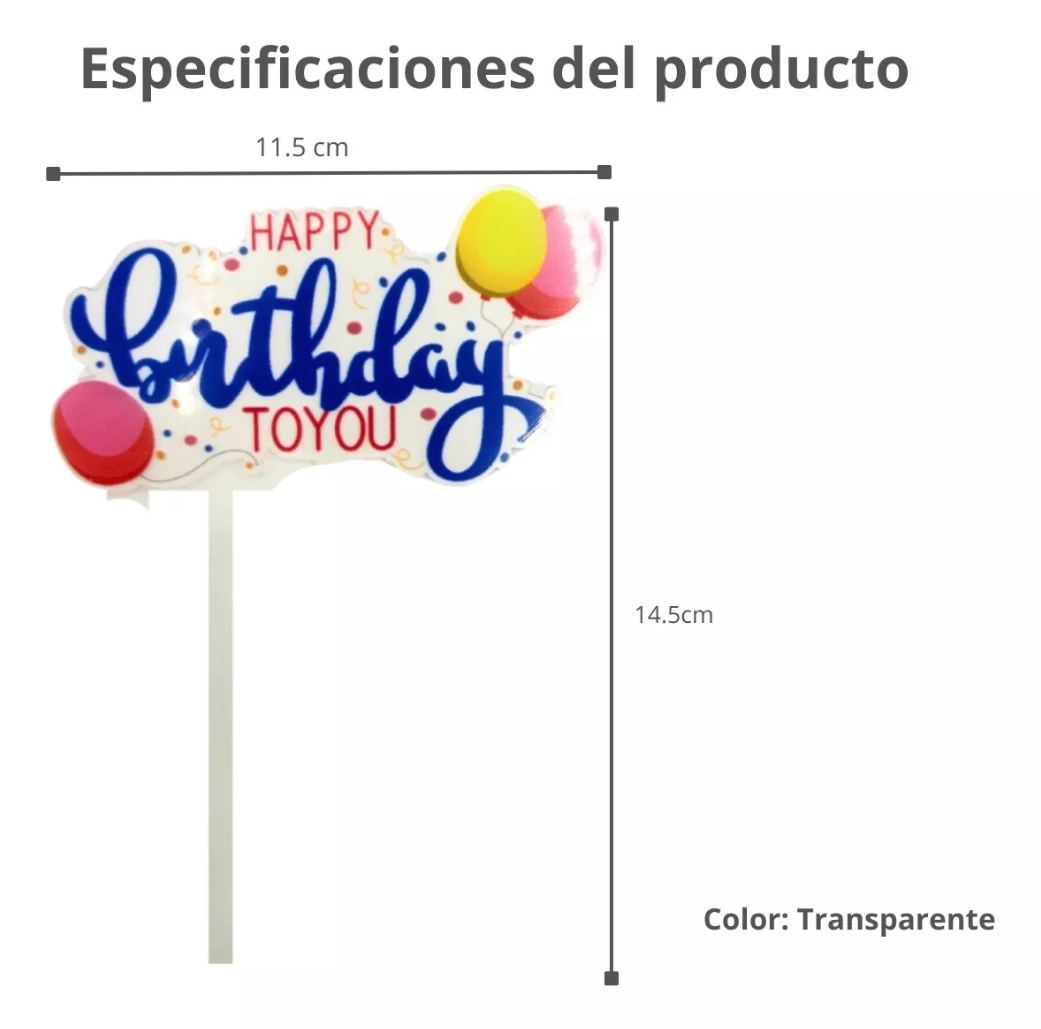 Letrero Para Pastel Happy Birthday To You De Colores Acrilico