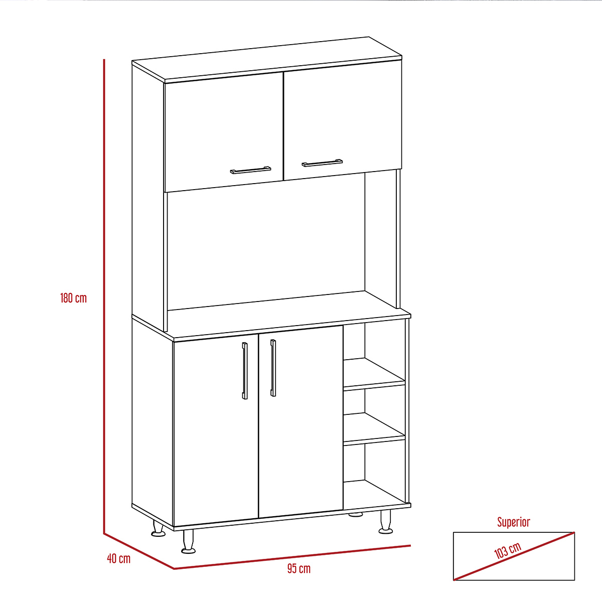 ALACENA ARMABLE CON ESPACIO PARA MICROONDAS MODELO 95 COLOR BLANCO 